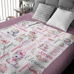 Plaid personnalisé floral arc-en-ciel fantaisie licorne rose noeud couverture douce avec nom décoration de la nurserie douche de bébé cadeau d'anniver