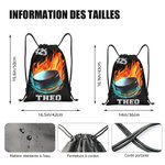 Sac à Dos à Cordon Personnalisé avec Nom et Numéro d'Équipe Motif Balle de Sport en Flammes Cadeau d'Anniversaire pour Passionnés du Sport