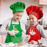 Tablier en Cuisine Personnalisé avec Nom Initiale et Motif d'Animal Toque Incluse Cadeau Anniversaire pour Enfants