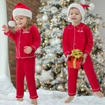 Personalisierte weiche Weihnachten rot Kind Pyjama Matching Set mit Namen Heiligabend Party Geschenk für Jungen Mädchen