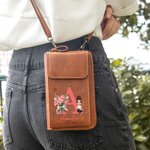Gepersonaliseerde Cartoon Karakter Geboorte Bloem Lederen Telefoon Portemonnee Crossbody Tas met Initialen Naam en Meerdere Compartimenten Verjaardagscadeau voor vrouwen