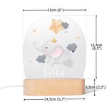 Personalisiertes niedliches Fuchs Elefant Löwe LED-Nachtlicht mit Namen Holzsockel Wildtier Kinderzimmer Deko Geburtstag Geschenk für Jungen Mädchen