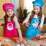 Tablier en Cuisine Personnalisé avec Nom Initiale et Motif d'Animal Toque Incluse Cadeau Anniversaire pour Enfants