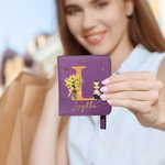 Personalised Cartoon Character Birth Flower Leather Compact Bifold Pocket Wallet with Name and Initial Birthday Anniversary Gift for Women Girls