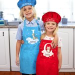 Tablier en Cuisine Personnalisé avec Nom Initiale et Motif d'Animal Toque Incluse Cadeau Anniversaire pour Enfants