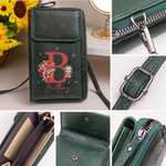 Gepersonaliseerde Cartoon Karakter Geboorte Bloem Lederen Telefoon Portemonnee Crossbody Tas met Initialen Naam en Meerdere Compartimenten Verjaardagscadeau voor vrouwen