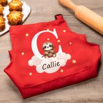 Tablier en Cuisine Personnalisé avec Nom Initiale et Motif d'Animal Toque Incluse Cadeau Anniversaire pour Enfants