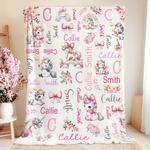 Plaid personnalisé floral arc-en-ciel fantaisie licorne rose noeud couverture douce avec nom décoration de la nurserie douche de bébé cadeau d'anniver