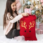 Personlig reinsdyr julegavepose med snøring med navn Merry Christmas Party Favors for Kids Family