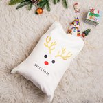 Personlig reinsdyr julegavepose med snøring med navn Merry Christmas Party Favors for Kids Family