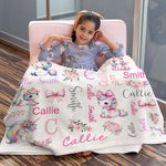 Plaid personnalisé floral arc-en-ciel fantaisie licorne rose noeud couverture douce avec nom décoration de la nurserie douche de bébé cadeau d'anniver