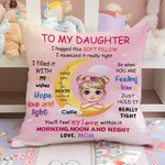 Personalised Cartoon Kid Character Moon Design Soft Throw Pillow Cover with Name Birthday Home Decor Gift for Boys Girls