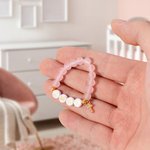 Personalizada rosa mate de cuarzo rosa de cuentas del bebé del nombre de la niña pulsera con el encanto de la Cruz de Oro Baby Shower bautizo de regalo para el recién nacido ahijada