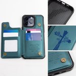 Personalisierte Kreuz Geburt Blume Name Leder Flip Phone Case für Apple Samsung mit Karteninhaber RFID-Blockierung religiöse Taufe Geschenk für Christian