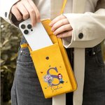 Gepersonaliseerde Cartoon Karakter Geboorte Bloem Lederen Telefoon Portemonnee Crossbody Tas met Initialen Naam en Meerdere Compartimenten Verjaardagscadeau voor vrouwen