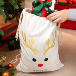 Personlig reinsdyr julegavepose med snøring med navn Merry Christmas Party Favors for Kids Family