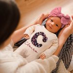 Personalised Embroidery Name Floral Long-sleeved Bodysuit Bow-knot Headband Set Baby Shower Gift for Newborns