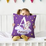 Personalizzato Fantasy Star Cloud Cute Forest Animal Throw Pillow Cover con iniziale e nome Home Decor Compleanno Baby Shower Regalo per bambini