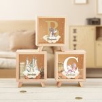 Personalizzato Cartoon Dragon Castle iniziale legno chiaro salvadanaio con nome compleanno per bambini