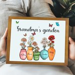 Personalizzato giardino della nonna della mamma telaio in legno stampa d'arte pittura con 1-10 fiore di nascita e nome decorazione della parete comple