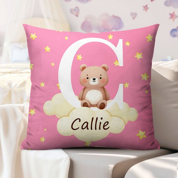 Personalizzato Fantasy Star Cloud Cute Forest Animal Throw Pillow Cover con iniziale e nome Home Decor Compleanno Baby Shower Regalo per bambini