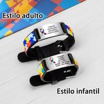 Pulsera médica personalizada con nombre grabado pulsera de concienciación sobre el autismo regalo de vuelta al cole o cumpleaños para niños y adultos