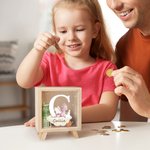 Personalizzato Cartoon Dragon Castle iniziale legno chiaro salvadanaio con nome compleanno per bambini