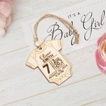 Personalized Wooden Baby Birth Statistics Ornament with Engraved Name Date Baby's First Christmas Baby Shower Gift for New Parents