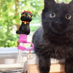 Personalized 3D Ghost Cat Pumpkin Straw Cover Topper with Initial Charm Accessories for Stanley Tumbler Halloween Birthday Gift for Family Friends