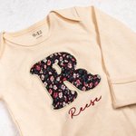 Personalised Embroidery Name Floral Long-sleeved Bodysuit Bow-knot Headband Set Baby Shower Gift for Newborns