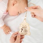 Personalized Wooden Baby Birth Statistics Ornament with Engraved Name Date Baby's First Christmas Baby Shower Gift for New Parents