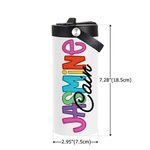 Gepersonaliseerde kleurrijke letter naam geïsoleerd 15oz Kid waterfles met vouwen rietje en handvat terug naar school verjaardagscadeau voor jongens meisjes