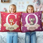 Personalizzato Fantasy Star Cloud Cute Forest Animal Throw Pillow Cover con iniziale e nome Home Decor Compleanno Baby Shower Regalo per bambini