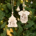 Personalized Wooden Baby Birth Statistics Ornament with Engraved Name Date Baby's First Christmas Baby Shower Gift for New Parents