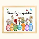 Personalizzato giardino della nonna della mamma telaio in legno stampa d'arte pittura con 1-10 fiore di nascita e nome decorazione della parete comple