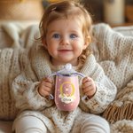 Tazza con beccuccio termica personalizzata con animali della foresta con coperchio e manico 295ml regalo di compleanno o ritorno a scuola per bambini
