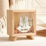 Personalizzato Cartoon Dragon Castle iniziale legno chiaro salvadanaio con nome compleanno per bambini