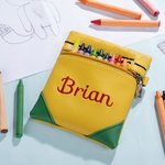 Personalisierte Leder Stickerei Name Buntstift Tasche mit Reißverschluss Geburtstag zurück zu Schule Geschenk für Kind