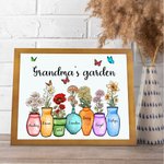 Personalizzato giardino della nonna della mamma telaio in legno stampa d'arte pittura con 1-10 fiore di nascita e nome decorazione della parete comple