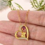 Personligt hjärta söt Highland Cow Zircon Birthstone halsband kvinnor smycken födelsedag årsdag gåva för Highland Cow älskare