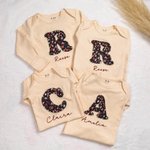 Personalised Embroidery Name Floral Long-sleeved Bodysuit Bow-knot Headband Set Baby Shower Gift for Newborns