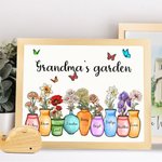 Personalizzato giardino della nonna della mamma telaio in legno stampa d'arte pittura con 1-10 fiore di nascita e nome decorazione della parete comple