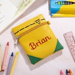 Personalisierte Leder Stickerei Name Buntstift Tasche mit Reißverschluss Geburtstag zurück zu Schule Geschenk für Kind