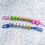Personalized Handmade Basketball Volleyball Bow Beaded Keychain with Name Birthday Back to School Gift for Kids Sports Lover