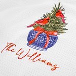 Personalized Chinese-style Blue And White Porcelain Cardinal Christmas Tree Waffle Tea Towel with Text Kitchen Decor Holiday Gift for Family Friend