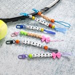 Personalized Handmade Basketball Volleyball Bow Beaded Keychain with Name Birthday Back to School Gift for Kids Sports Lover