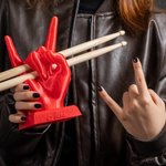 Personalised 3D Printed Rock Hand Faust Gesture Drumstick Display Holder with Name Music Drum Accessory Birthday Gift for Drummer