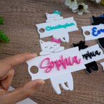 Personifierad söt rosett kattglitterglas namnbricka tagg tillbehör för Stanley Cup födelsedagspresent för kattälskare