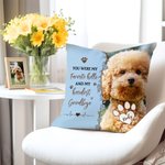 Personalized Flower Heart Pet Photo Soft Throw Pillow Cover with Name Home Decor Memorial Sympathy Gift for Pet Lover