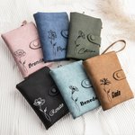 Portafoglio personalizzato in pelle PU con fiore di nascita pieghevole a tre scomparti portacarte regalo di compleanno per donne